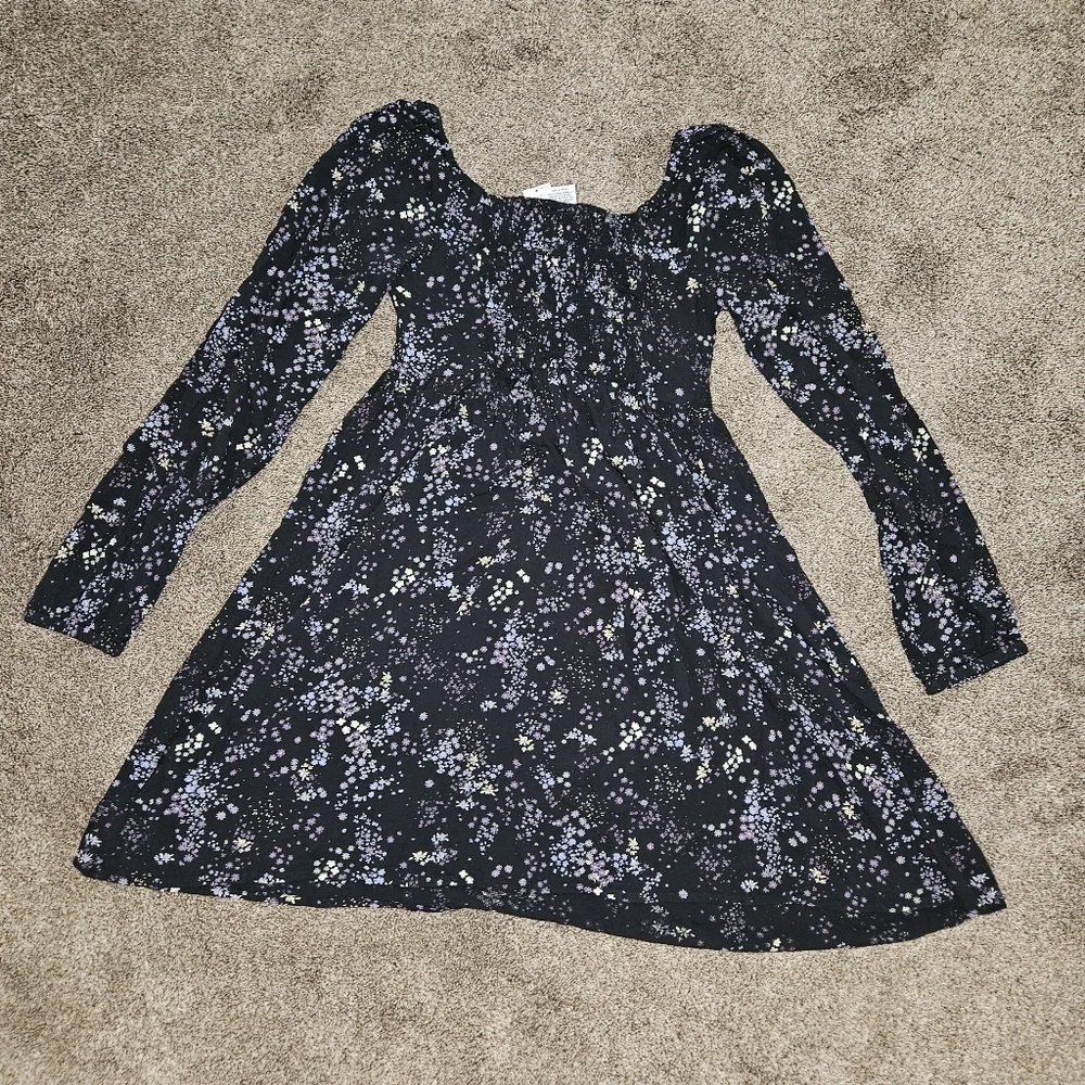Gap Kids Black Floral Long Sleeve Girls Dress Size XL 12 NWT